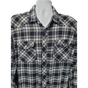 Jackson Hole‎ Flannel Shirt Mens 2XL Pearl Snap Black Plaid Pockets